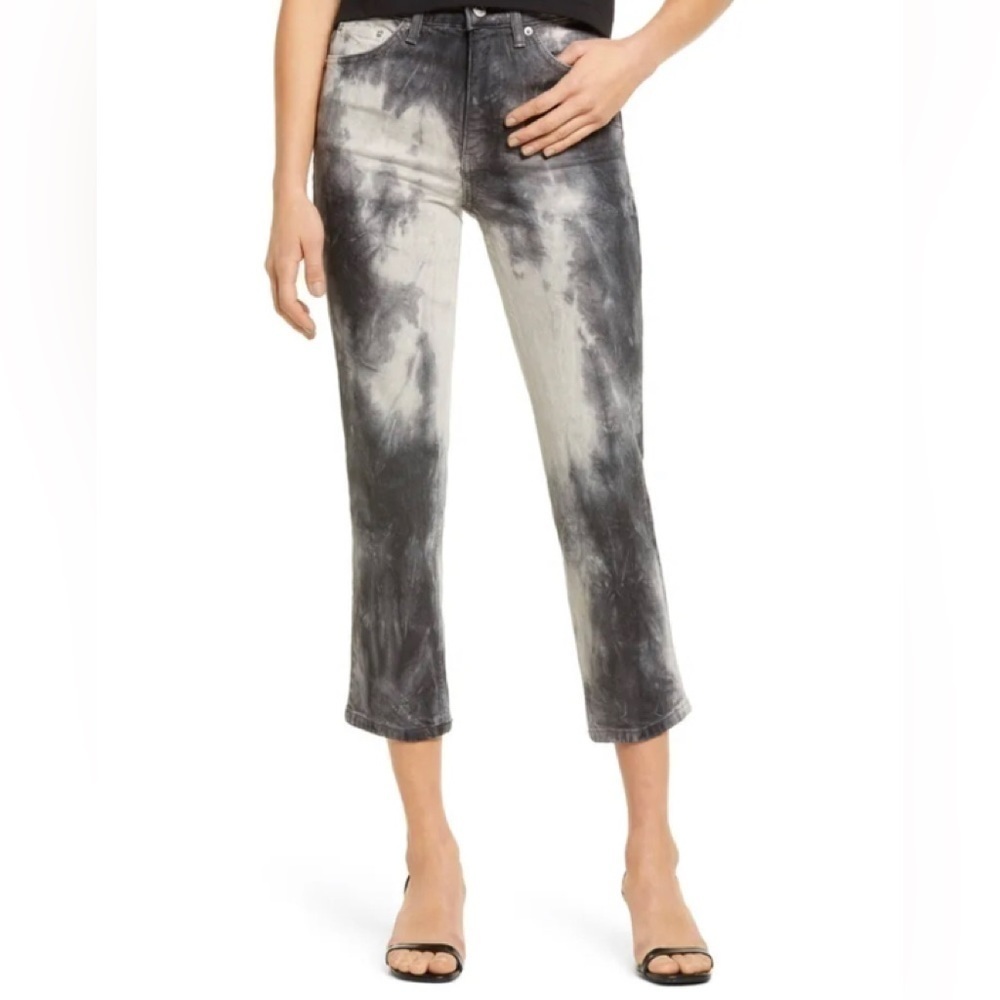 Topshop High Rise Straight Leg Cropped Jeans Acid Wash NWT Denim - Picture 2 of 7